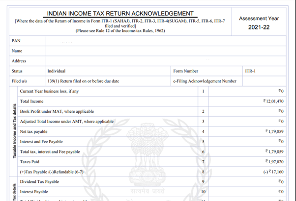 Get Income Tax Return Acknowledgement Online