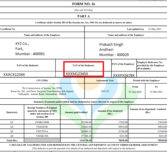 TAN Tax Deduction Account Number Of Employer MyITreturn Help Center