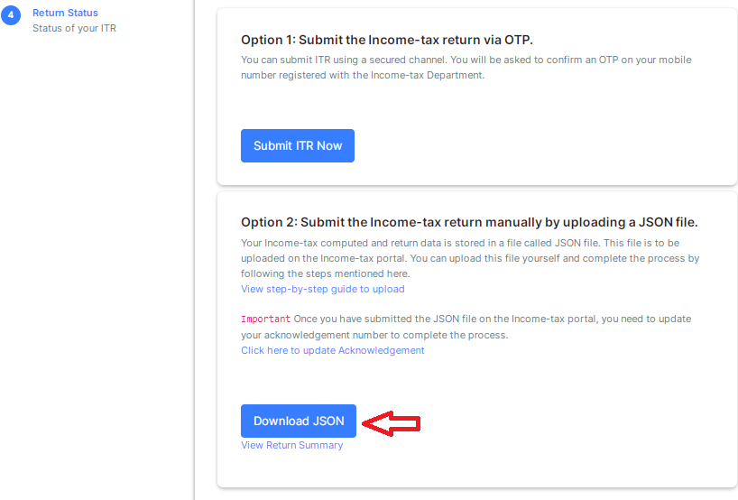 How To File Return Through Income Tax Portal By Uploading Json Myitreturn Help Center