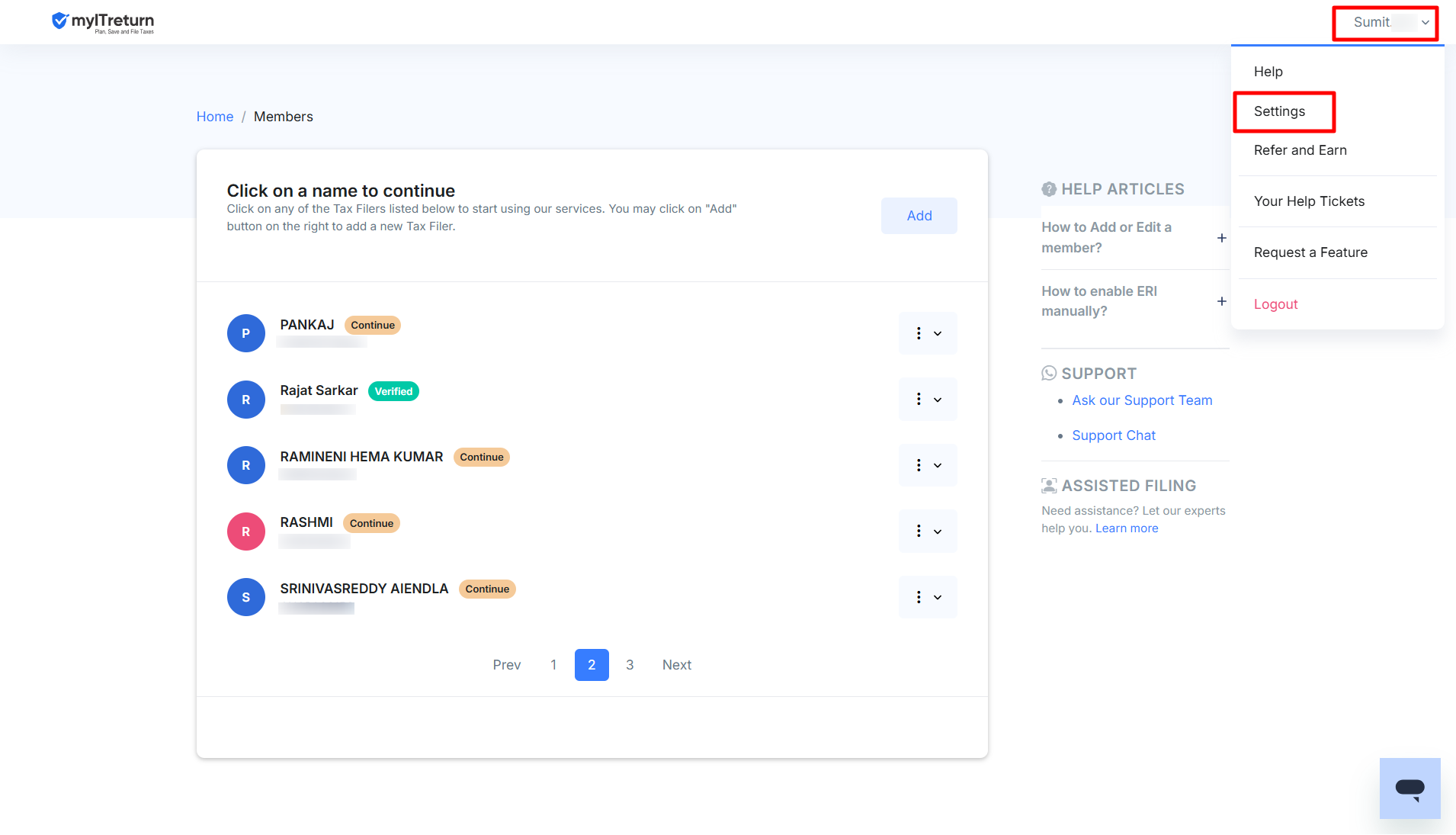 Member Page
