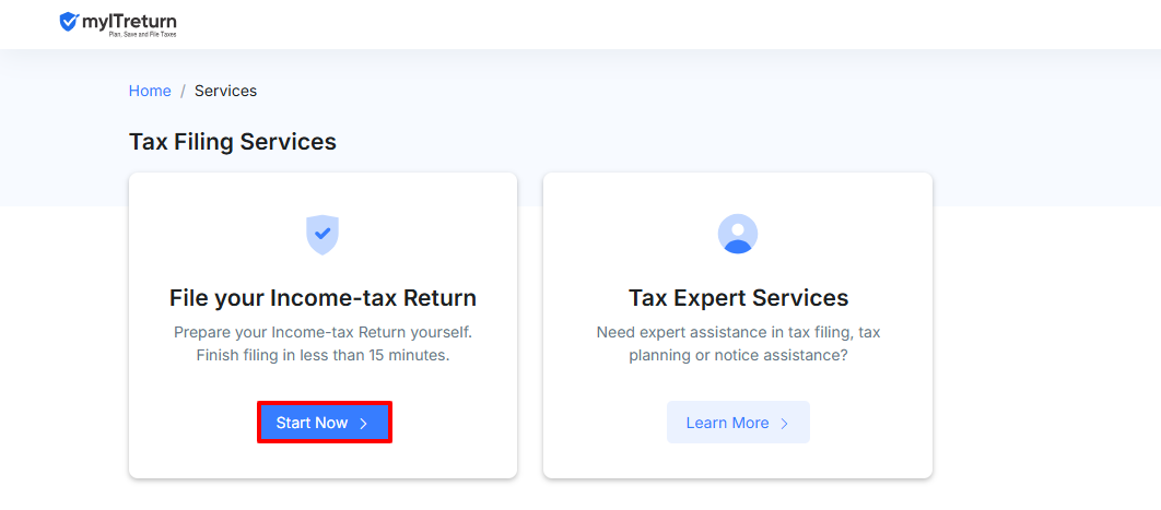 myITreturn start now screen