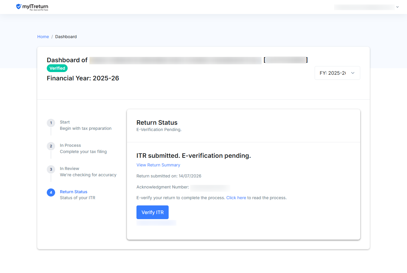Return status showing under review or e-verification pending