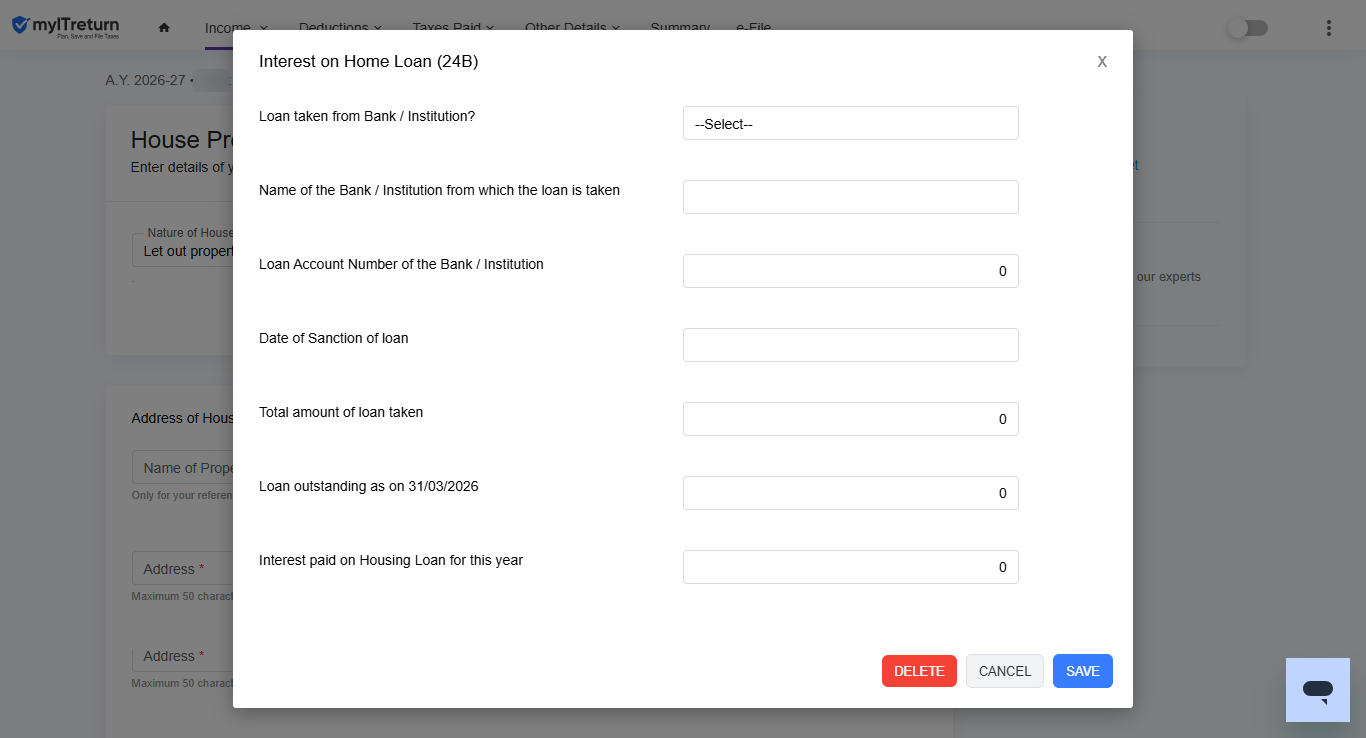 Interest on Home Loan (24B) 